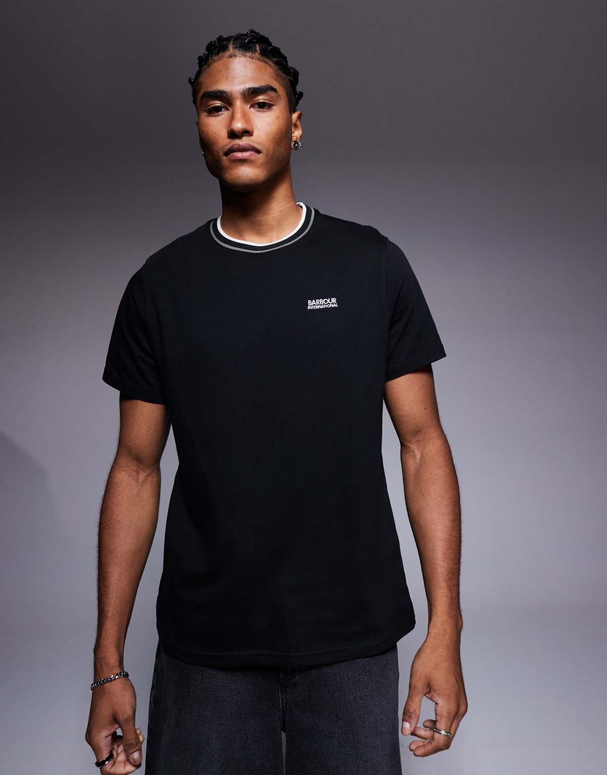Barbour International buxton tipped t-shirt in black