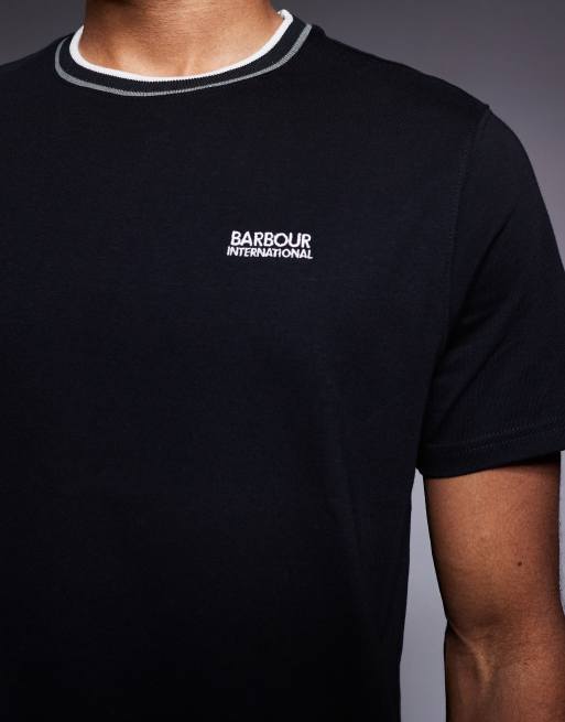 Barbour International Buxton tipped t-shirt in black, 5 of 5