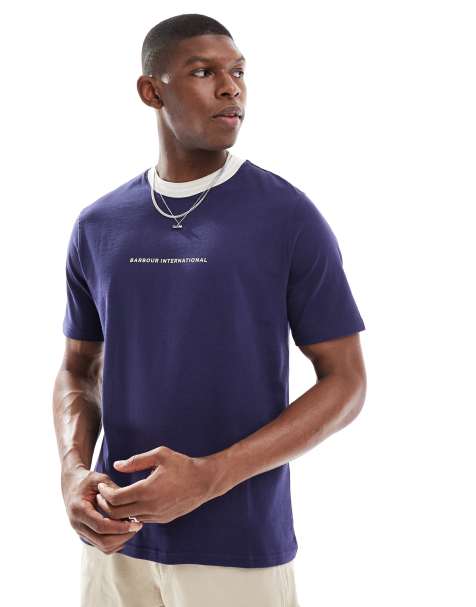 Barbour International Caleb tipped t-shirt in midnight blue - view 1
