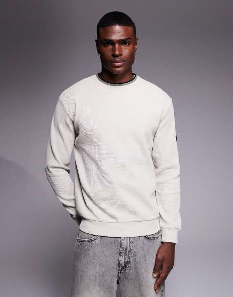 Barbour International – Callum – Beige sweatshirt med kantrand - view 1