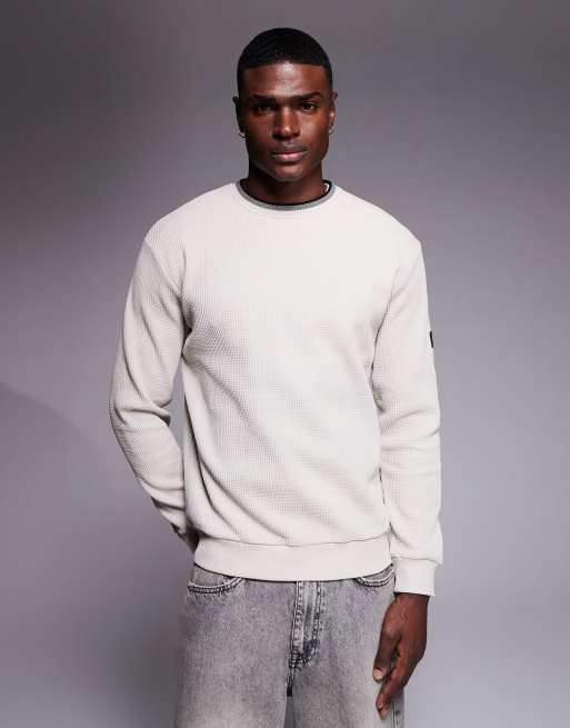 Barbour International - Callum - Felpa color nebbia con bordi a contrasto