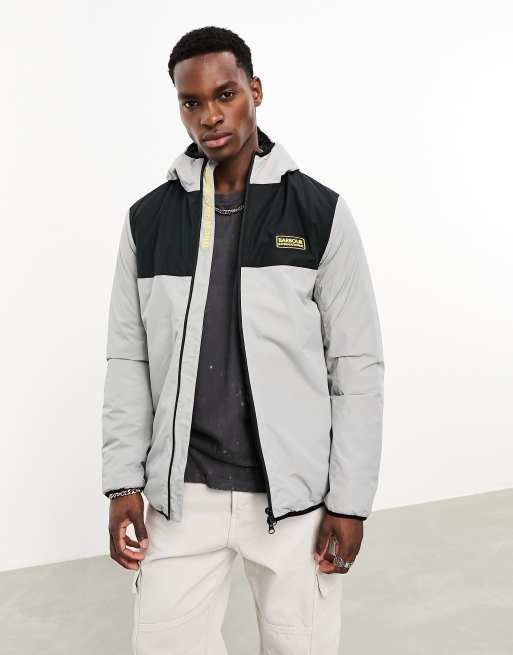 Barbour International - Cambell - Waterbestendig jack met capuchon en rits in grijs
