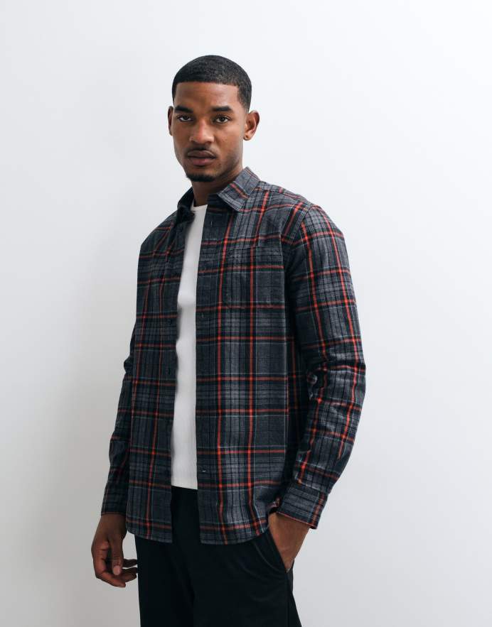 Barbour International camisa de cuadros de manga larga Boothe en negro