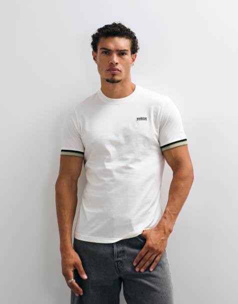 Barbour International - camiseta blanca de manga corta con logo y ribetes Newport - view 1