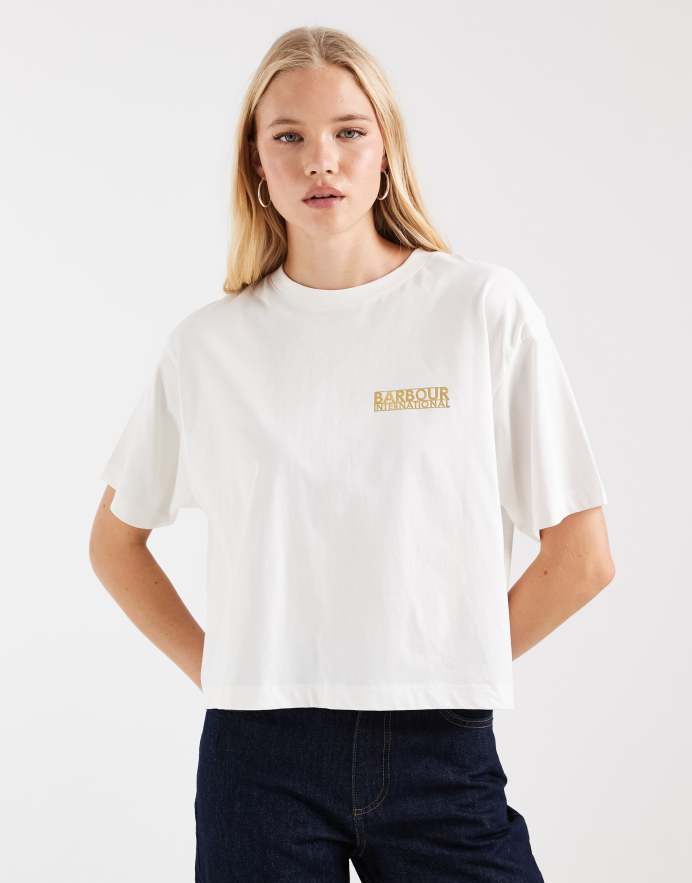 Barbour International camiseta de manga corta con logo Amaya en blanco roto