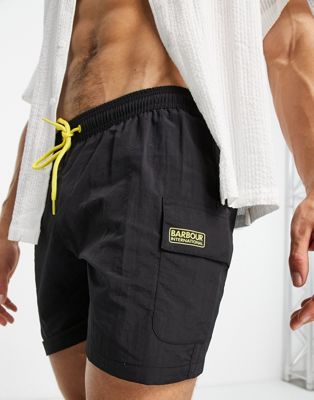 Barbour International cargo swim shorts in black