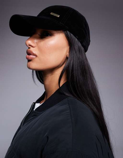 Barbour International Cecilla velvet cap in black - BLACK