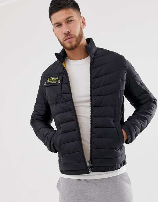 Barbour international chain baffle quilted sale jacket in black