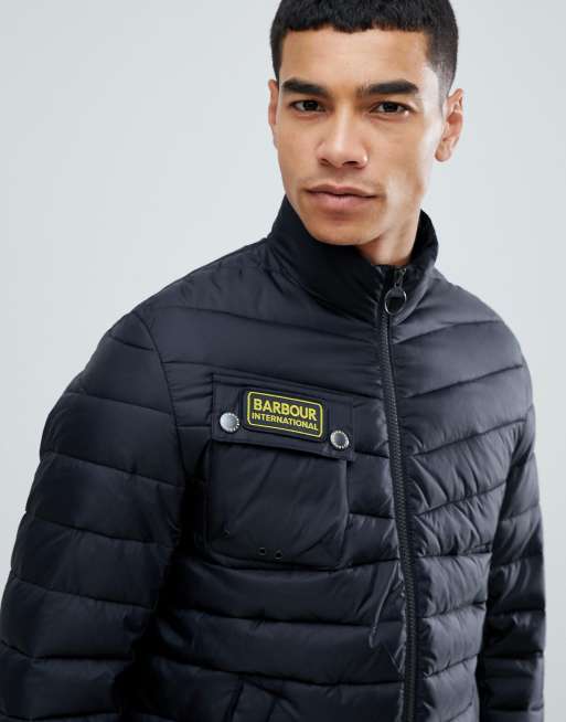 Barbour international chain hot sale baffle jacket black