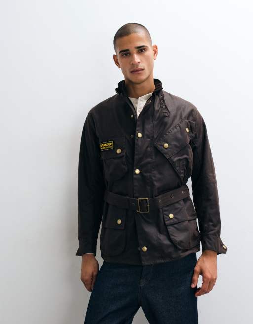 Barbour International chaqueta encerada con cinturón Original en burdeos, 2 de 5