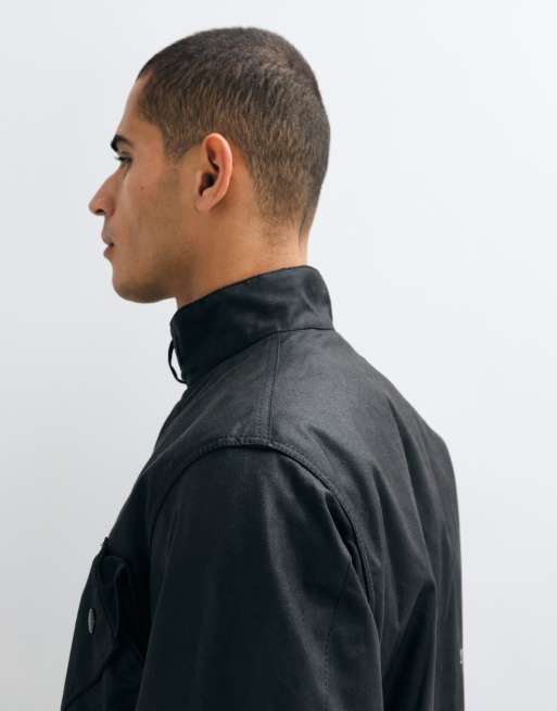 Barbour International chaqueta encerada original con cinturón en negro, 3 de 9