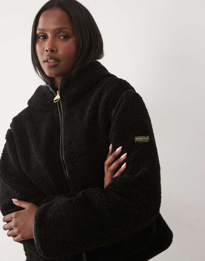 Barbour International chaqueta polar con capucha y cremallera Ramona en negro