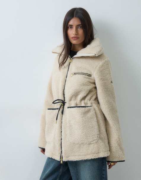 Barbour International chaqueta polar Kemora con cremallera frontal y cuello alzado en crema - view 1