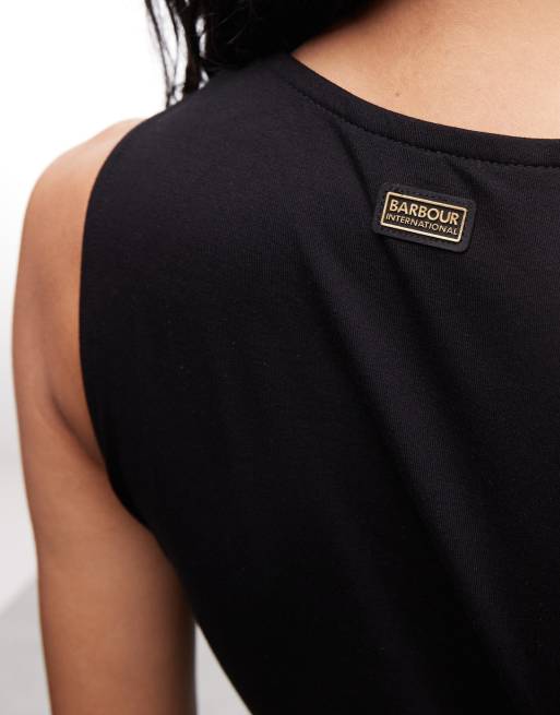 Barbour International Cinzia drape neck hardware midi dress in black, 4 of 4