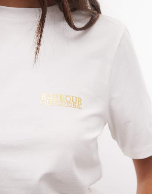 Barbour International Colletta logo T-shirt in gebroken wit, 3 van 4