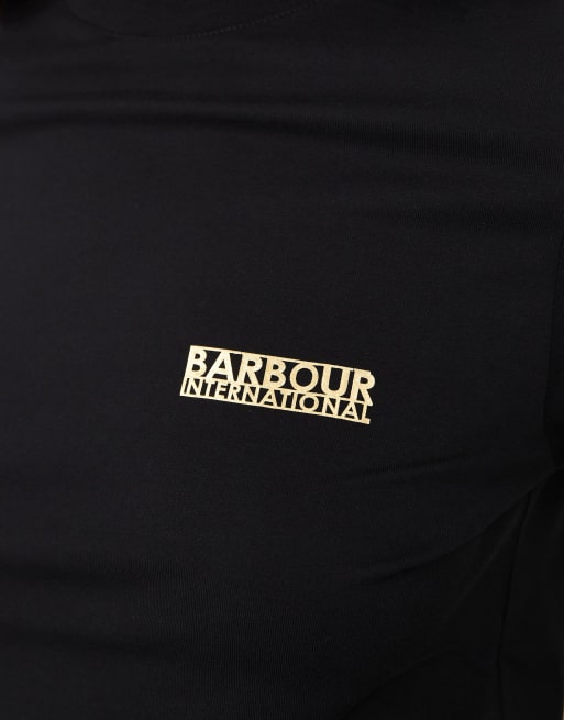 Barbour International Colletta T-shirt con logo nera, 3 di 4