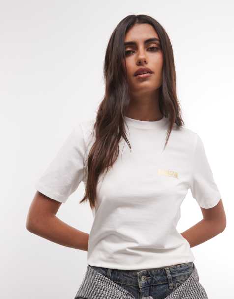 Barbour International Colletta T-shirt z logo w kolorze off white - view 1