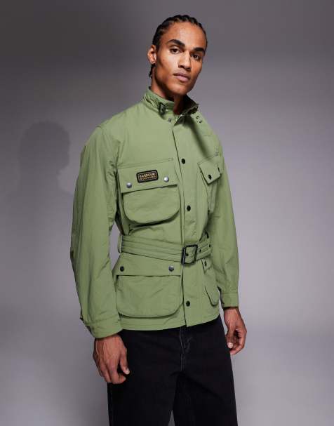 Barbour International Contemporary A7 hooded logo showerproof jacket in green - view 1