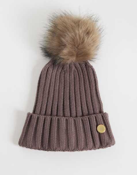 Barbour International Conway knitted pom pom beanie in truffle brown - view 1
