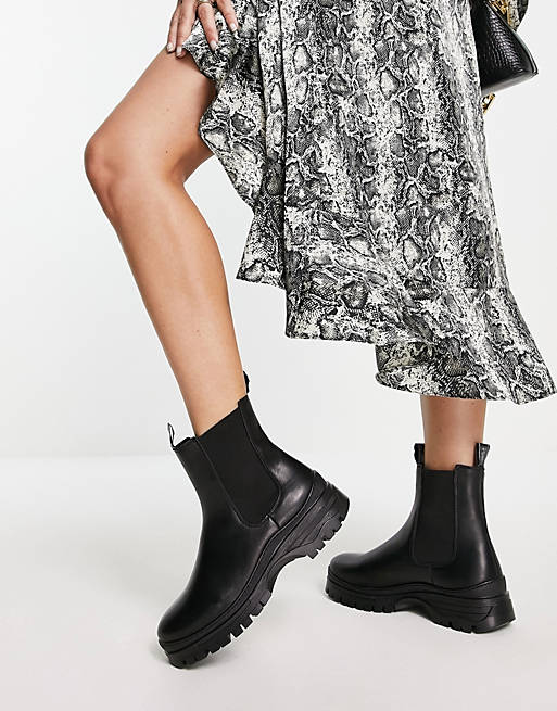 Barbour International Copello chunky leather ankle boots in black