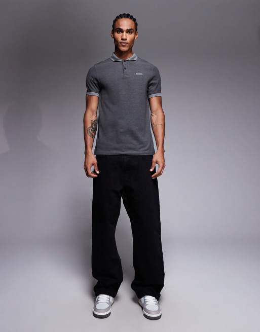 Barbour International - Cowley - Polo a maniche corte grigia con bordi a contrasto e logo, 2 di 5