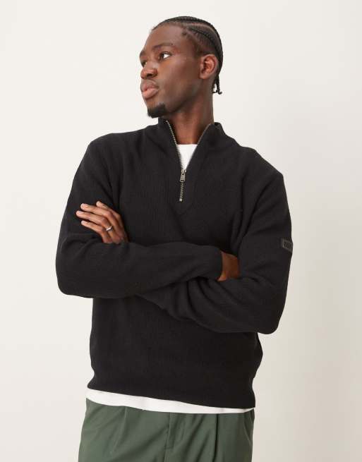 Barbour International – Crawley – Svart tröja med ståkrage