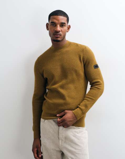 Barbour International Crawley wool blend knitted jumper in light brown - view 1