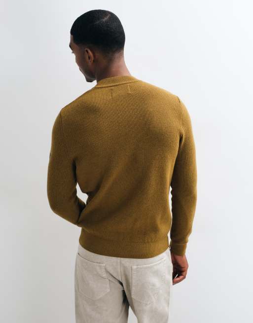 Barbour International Crawley wool blend knitted jumper in light brown, 5 of 5