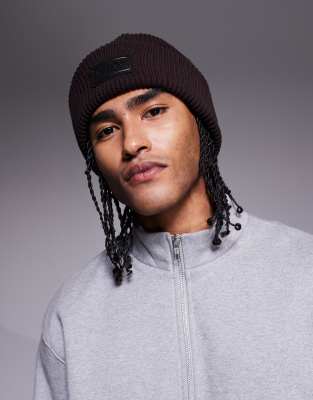 Barbour International Barbour International craywell beanie hat in dark oak-Brown
