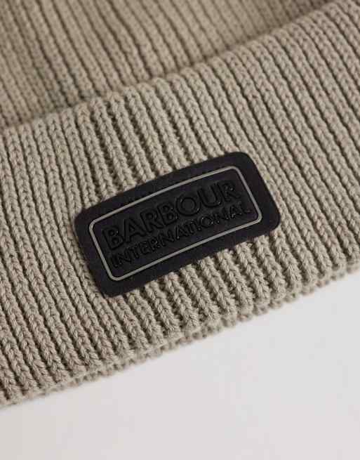 Barbour International Craywell knitted logo beanie in grey, 2 of 3