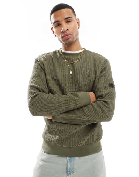 Barbour International Curve crew sweatshirt in khaki - view 1