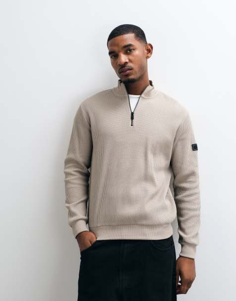 Barbour International Curve half zip sweatshirt in beige - view 1