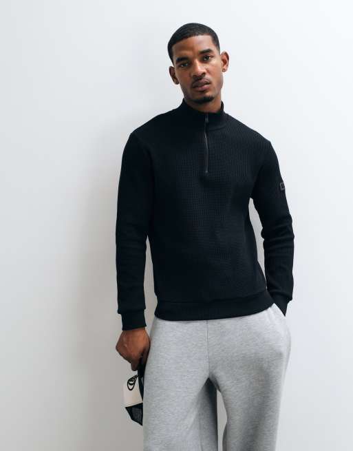 Barbour International Curve half zip sweatshirt in black, 3 of 5