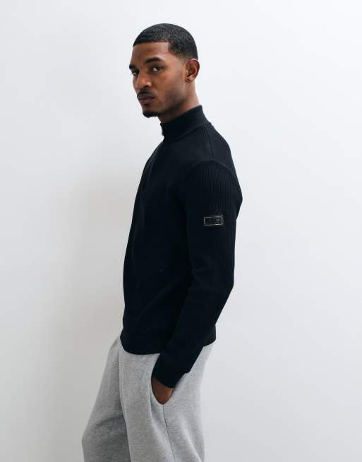 Barbour International Curve half zip sweatshirt in black, 4 of 5