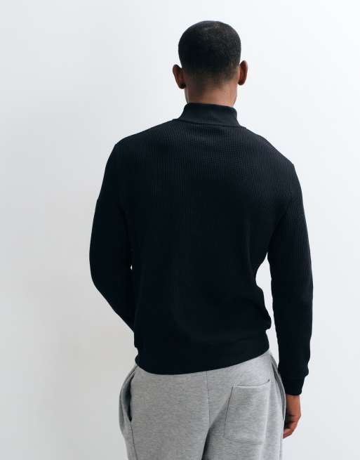 Barbour International Curve half zip sweatshirt in black, 5 of 5