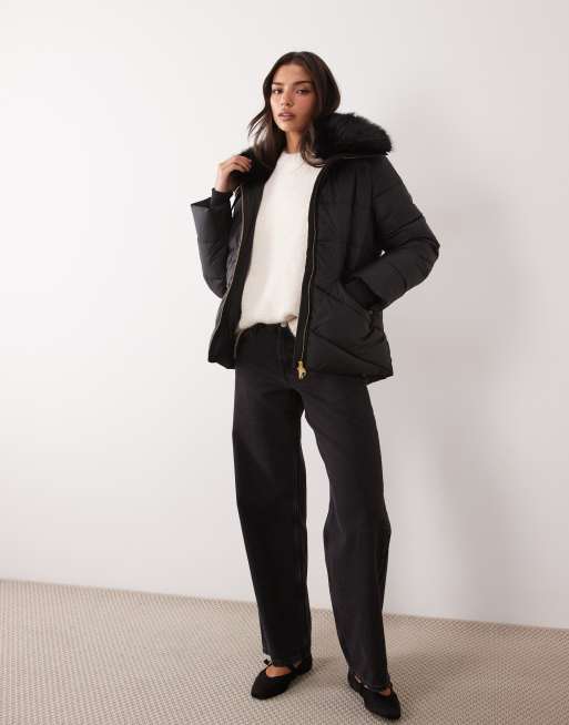 Barbour International Cyrus dynejakke i imiteret pels i sort, 2 af 4