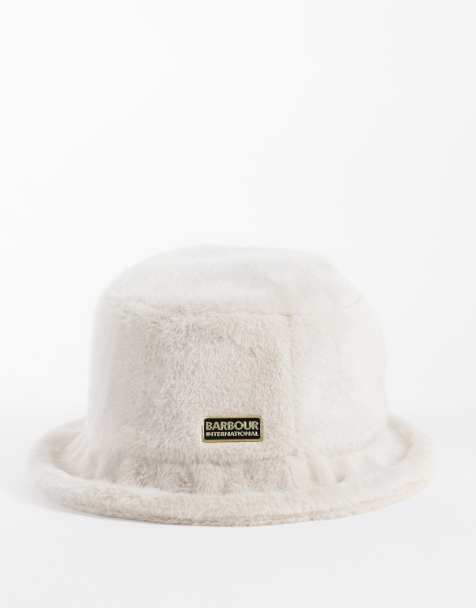Barbour International Cyrus faux fur bucket hat in off white - view 1
