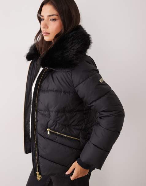 Barbour International Cyrus piumino in pelliccia sintetica nero - view 1