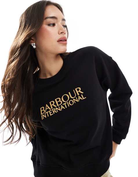Barbour International – Dakota – Sweatshirt in Schwarz mit Rundhalsausschnitt - view 1
