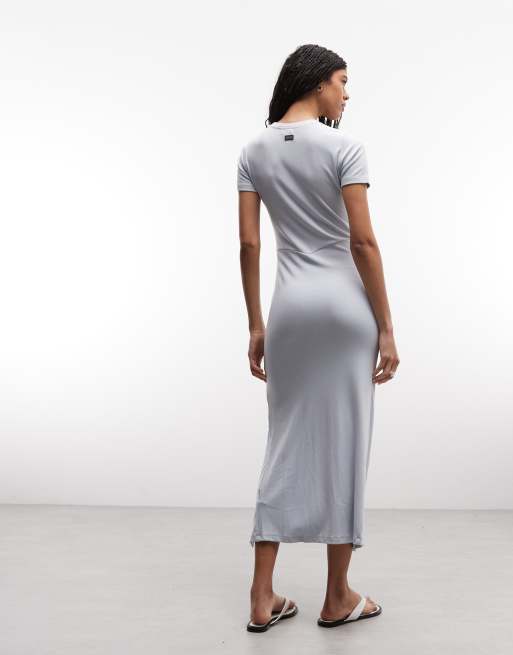 Barbour International Danica ruched midi dress in pale blue , 4 of 4