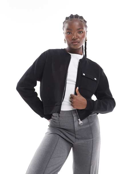 Barbour International - Della - Sort bomber-jakke i sweatshirt-stof - view 1