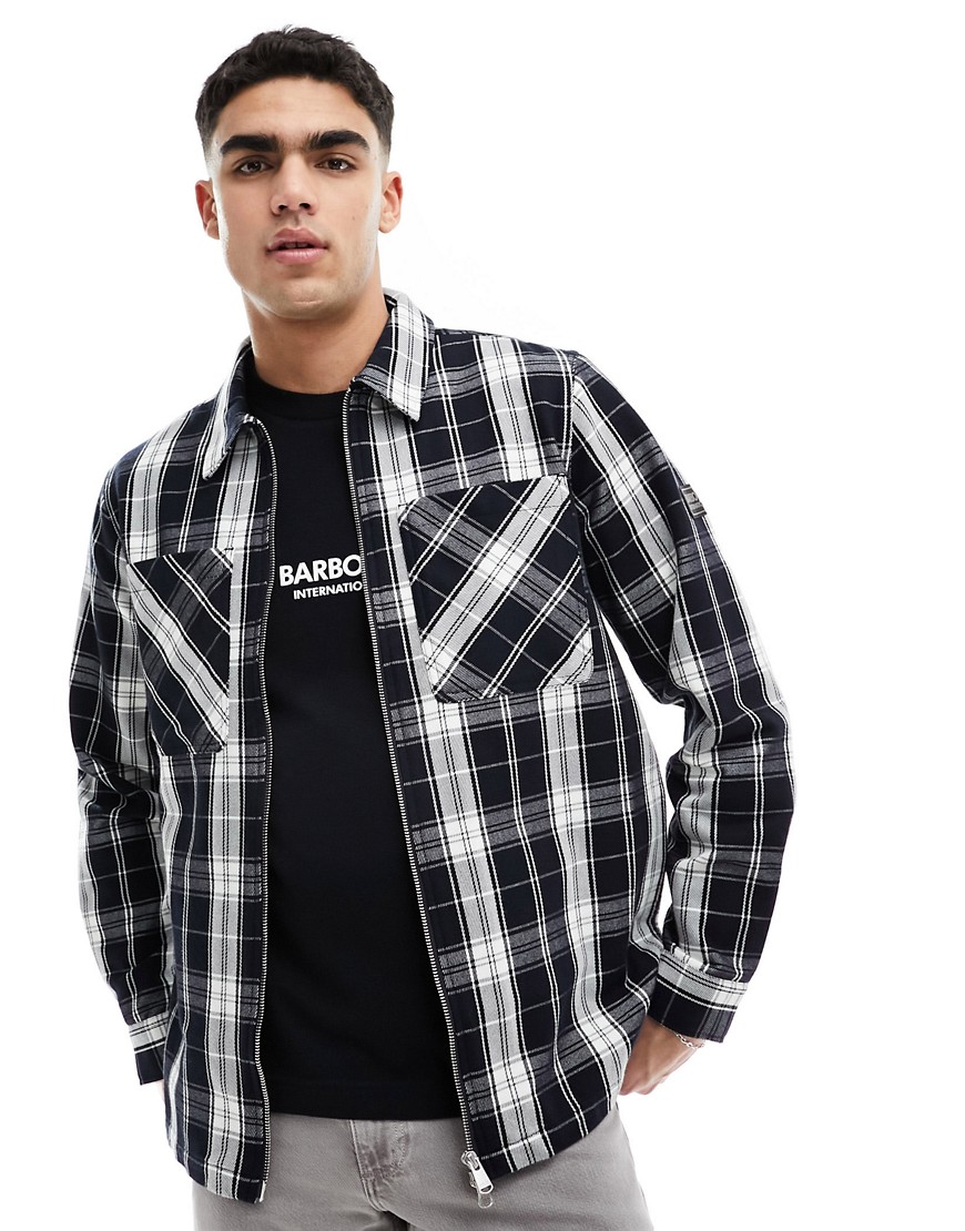 Barbour International Diode zip through overshirt in black check