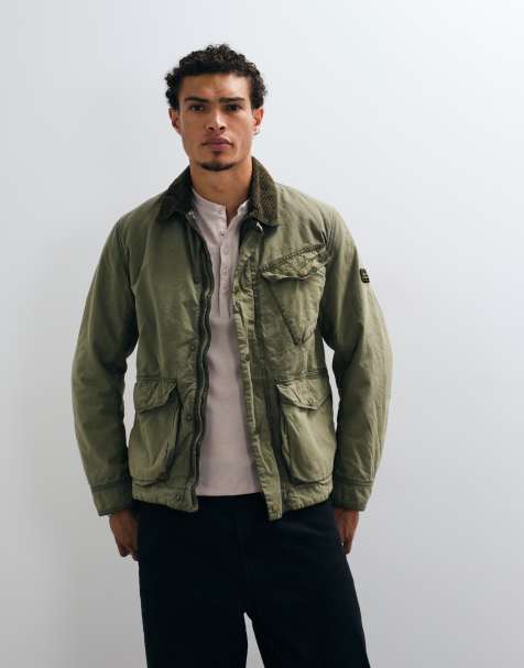 Barbour International Drifter Winter washed wax jacket in olive green - view 1