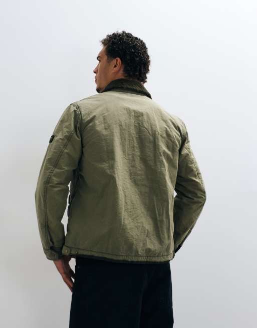 Barbour International Drifter Winter washed wax jacket in olive green, 4 of 5