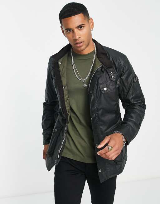 Barbour International Duke wax jacket in green | ASOS