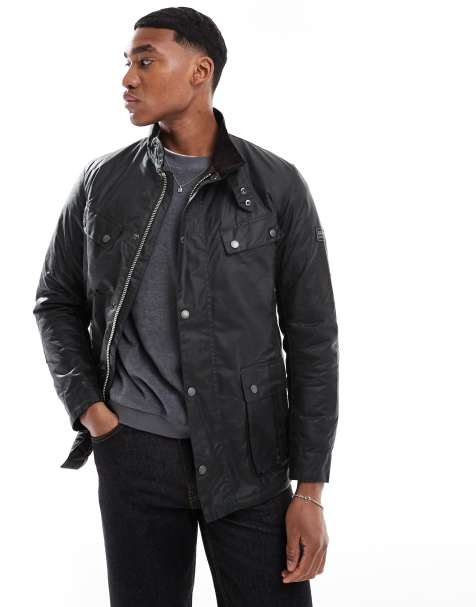 Barbour International Duke wax jacket in light green - LGREEN - view 1