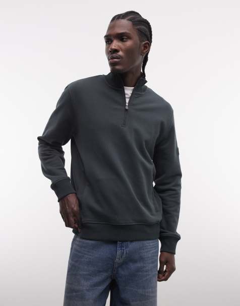Barbour International – Ehan – Sweatshirt in Dunkelgrün mit Logo und kurzem Reißverschluss - view 1
