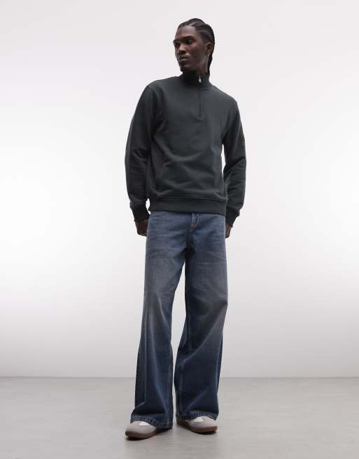 Barbour International – Ehan – Sweatshirt in Dunkelgrün mit Logo und kurzem Reißverschluss, 2 von 5