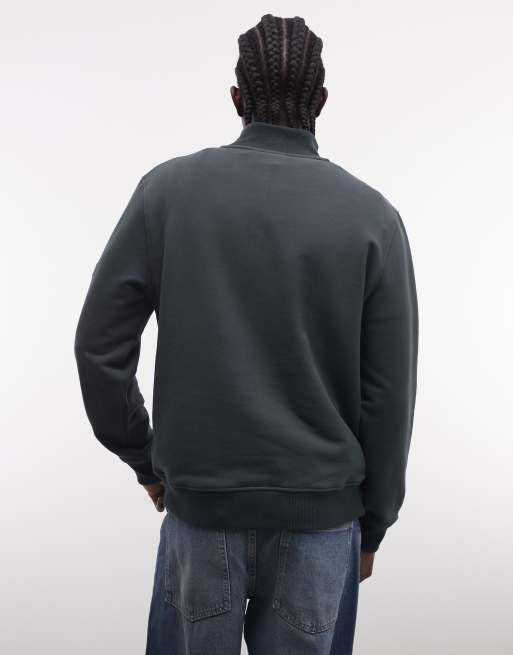 Barbour International – Ehan – Sweatshirt in Dunkelgrün mit Logo und kurzem Reißverschluss, 4 von 5