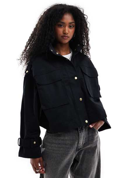 Barbour International electra utility jacket in black - view 1